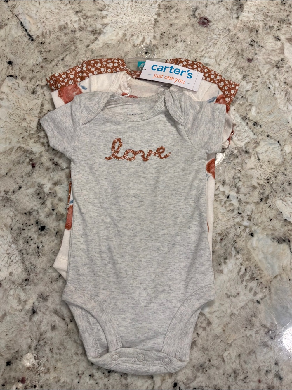 Carter's Heather Gray 'love' Short Sleeve Baby One-Piece